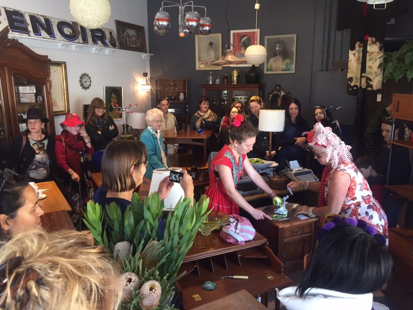 Granny apple peeling at second empire