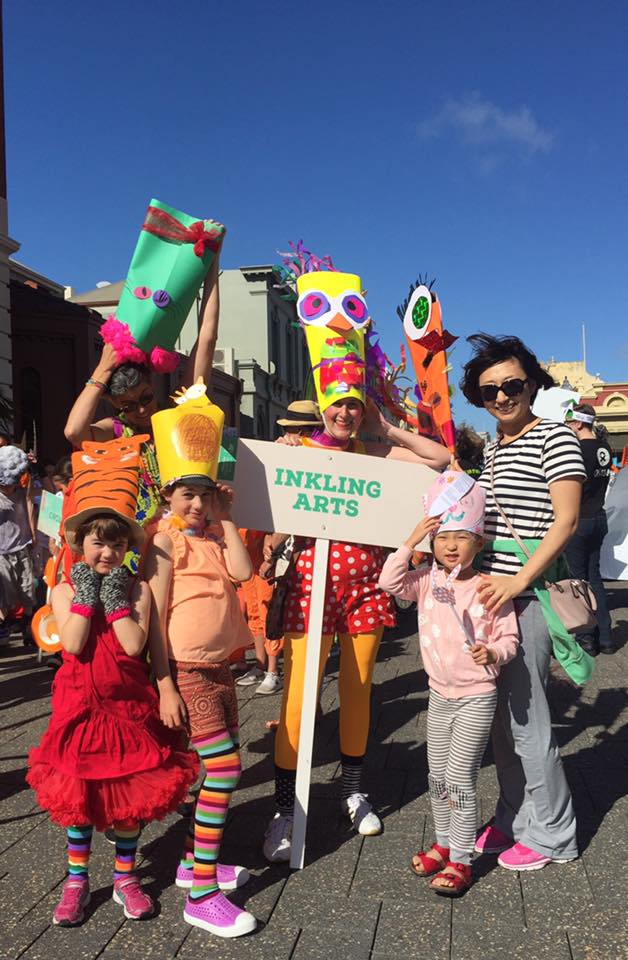 Rainbow animals at the Fremantle festival street parade.
